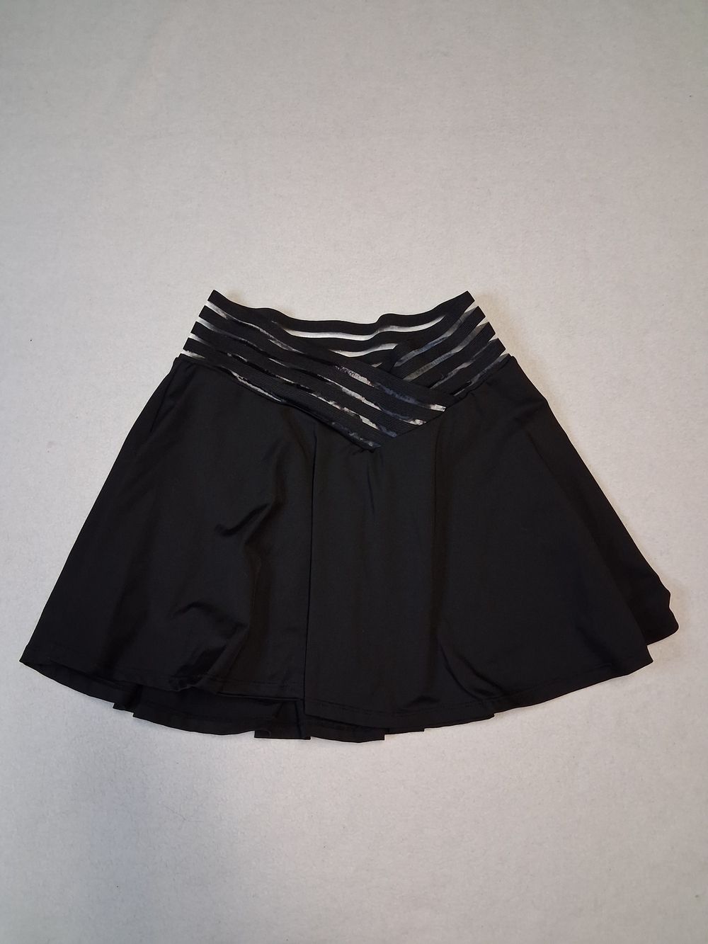 4/20$ Black Flared Skirt (Skort) with Striped Waistband